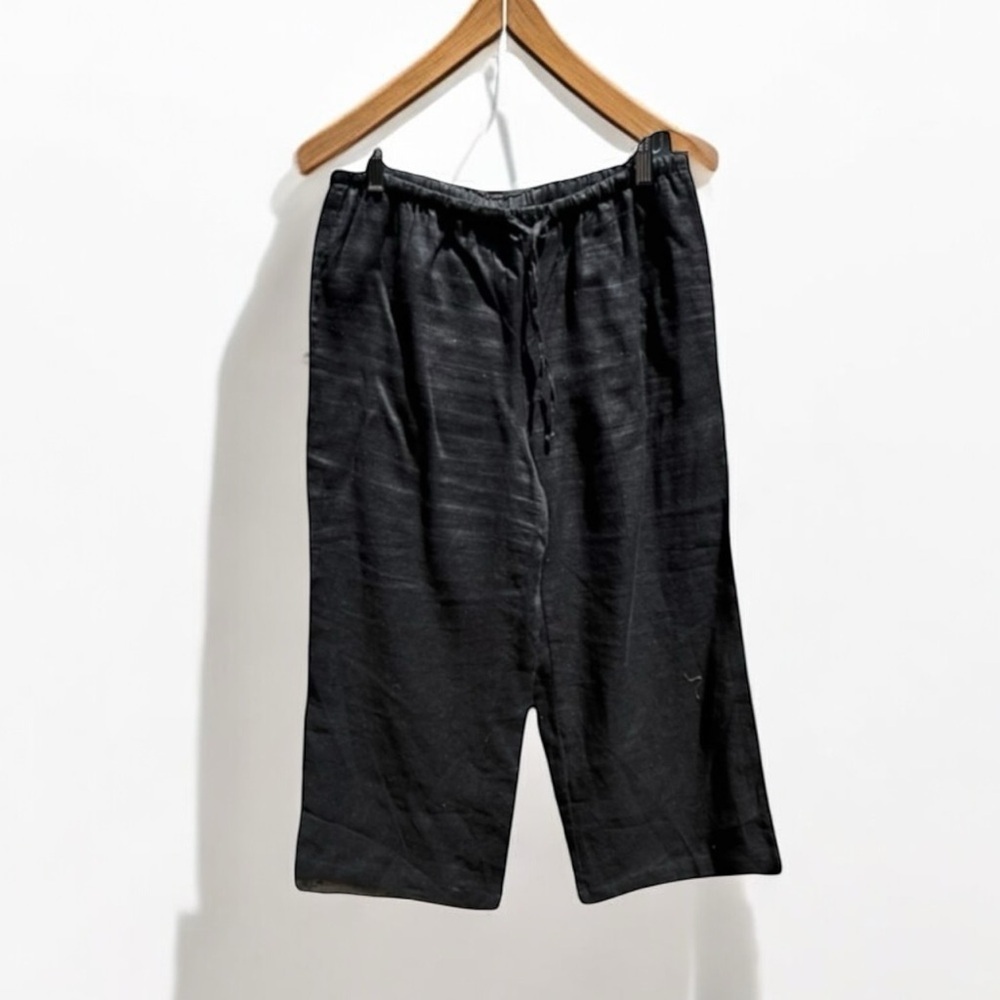 🌻Grace Elements Black Lagenlook Minimalist Casual Linen Pants Size Medium